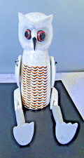 Figurine Hibou Chouette bois peint articulée fait main artisanat