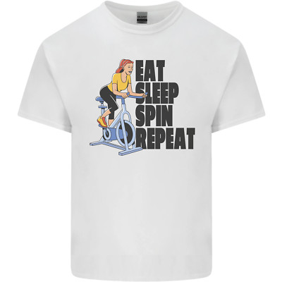 Spinning Eat Sleep Spin Repeat Cycling Herren Maglietta Tee Top