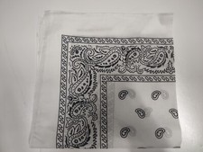 Lot of 10 - White Paisley Bandanas 100 Cotton 22x22 inch  reg 7 each 
