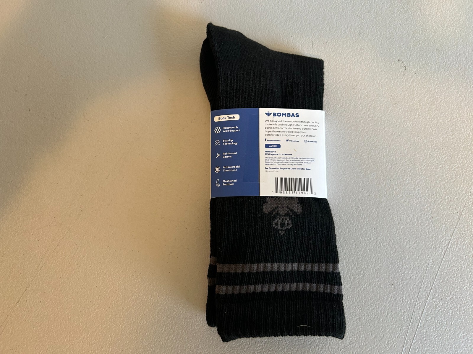 3 PAIR BOMBAS SOCKS MEN'S SIZE L eBay