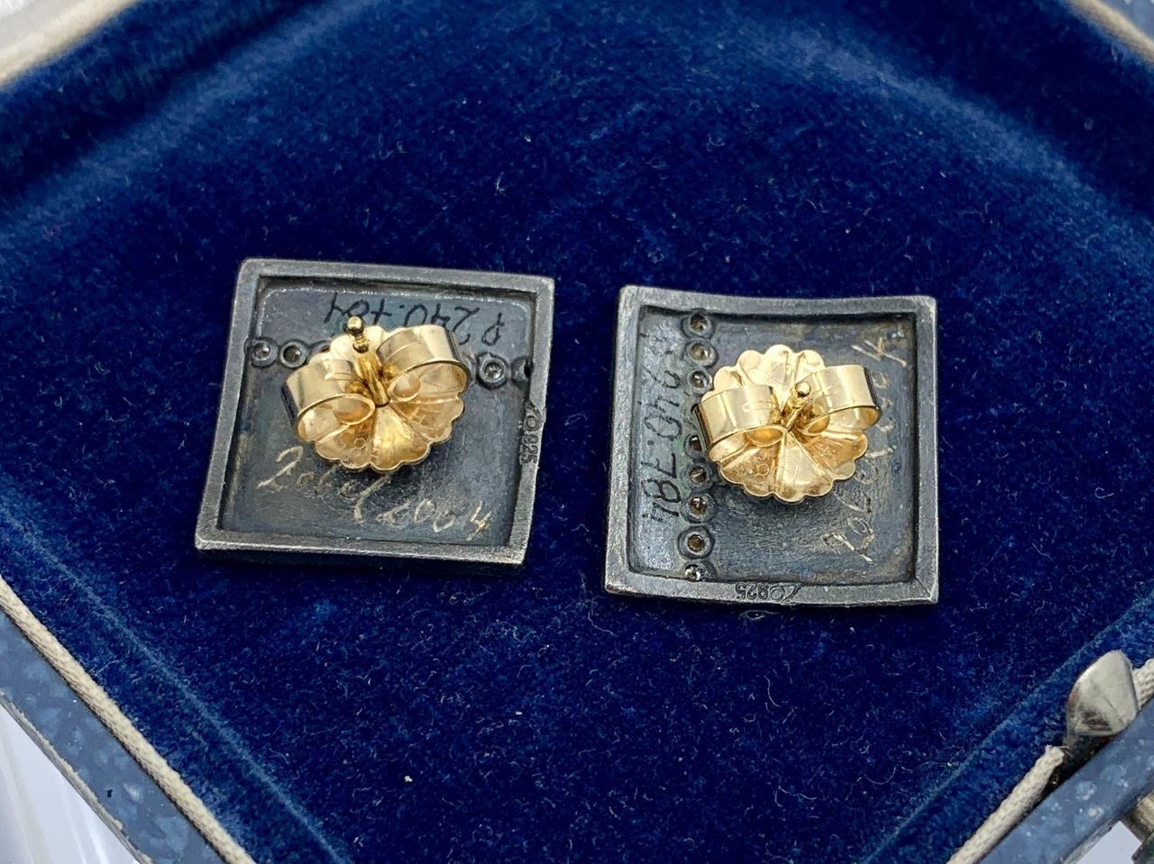 Michael Zobel Atelier Zobel Diamond Earrings Silver 24 Karat Gold Modern Art image 6