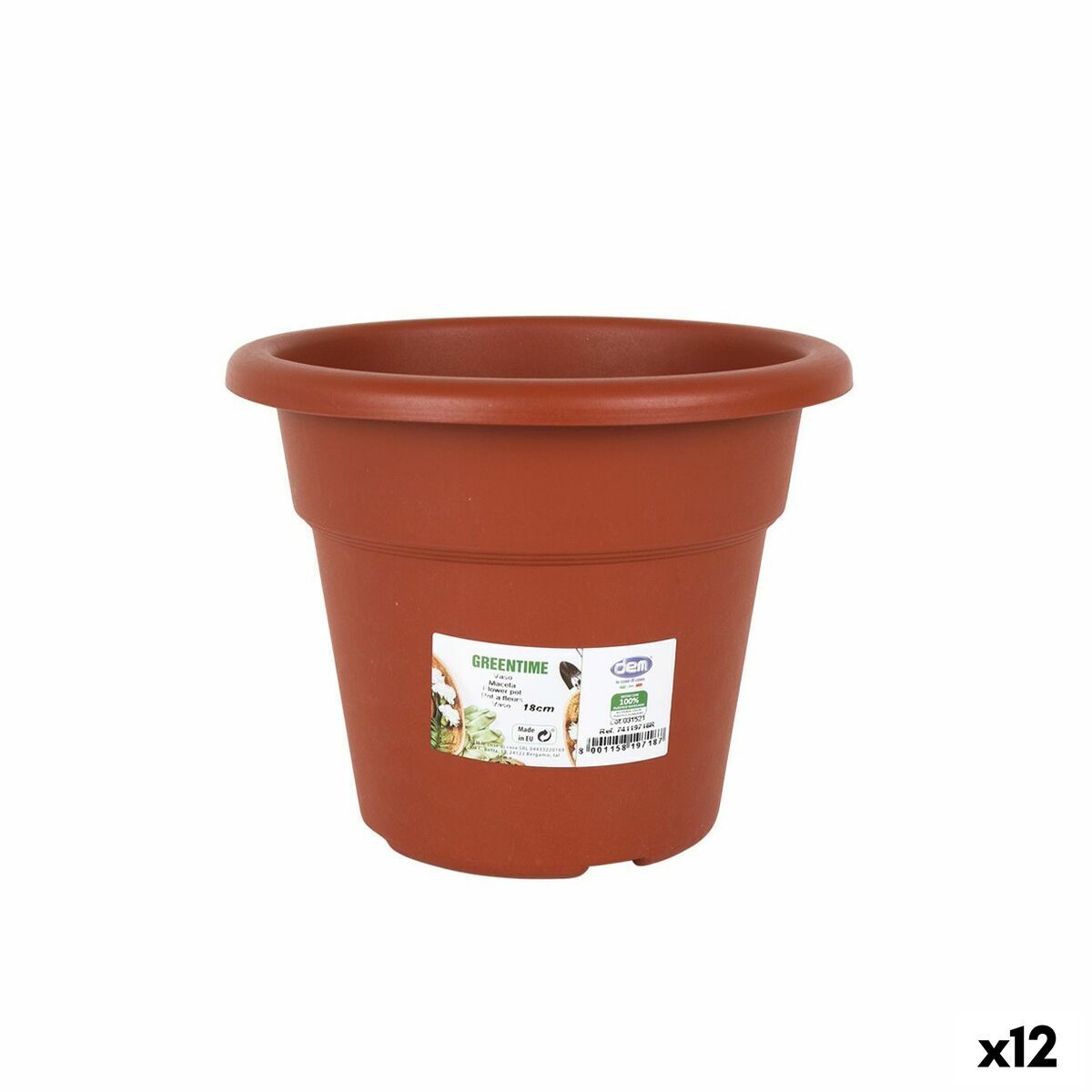 Maceta Dem Greentime Redonda Marrón ø 18 x 14,6 cm [12 Unidades]
