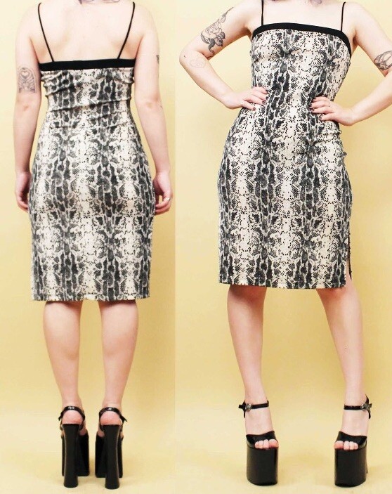 EUC EYE CANDY PYTHON SNAKESKIN STRAPPY BODYCON MI… - image 9