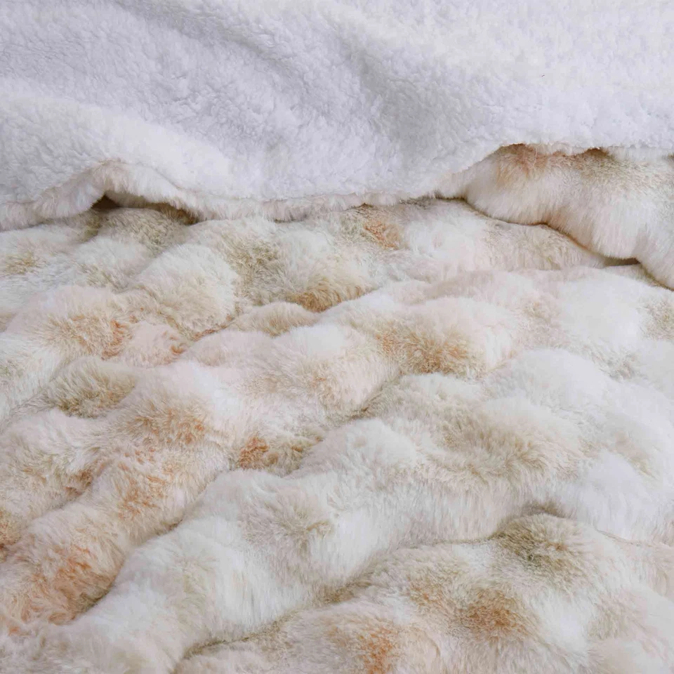 Super Warm Soft Faux Fur Plush Sherpa Fleece Comforter Set Blanket Antistatic - Image 4 of 4