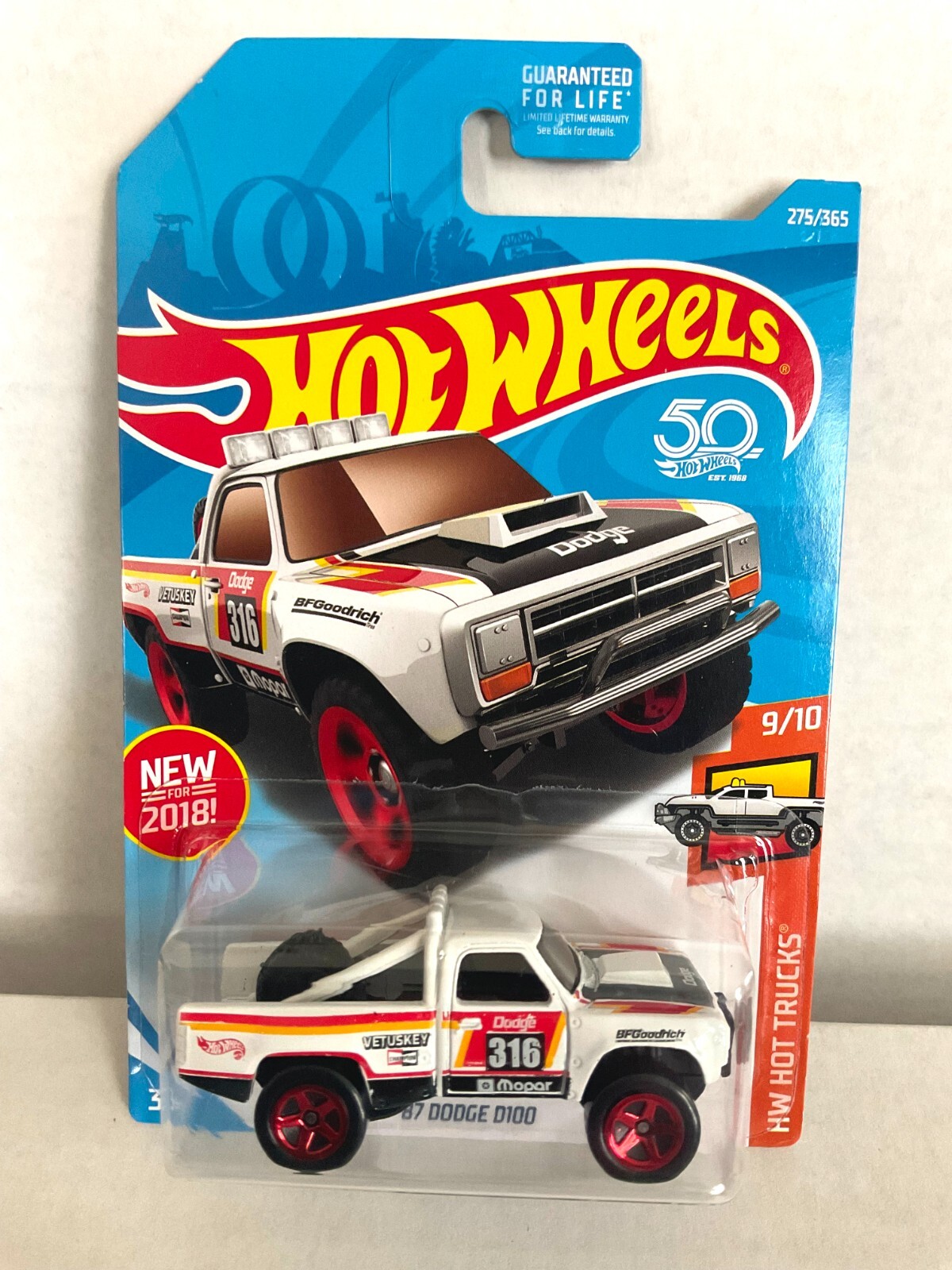 1987 DODGE D100 Pickup Truck - 2018 Hot Wheels Hot Trucks #275 - White MOPAR