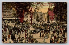 1910 Crowd Horse Drawn Fire Engines Court South Springfield Massachusetts P860