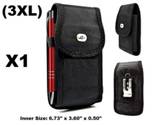Universal 3XL Rugged Vertical Pouch with Metal Clip  Belt Loop Holster 6.8" 