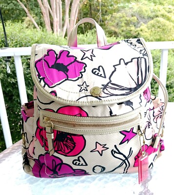 Coach Poppy F19284 Nylon Floral Graffiti Pink, Black & Cream  display picture 1