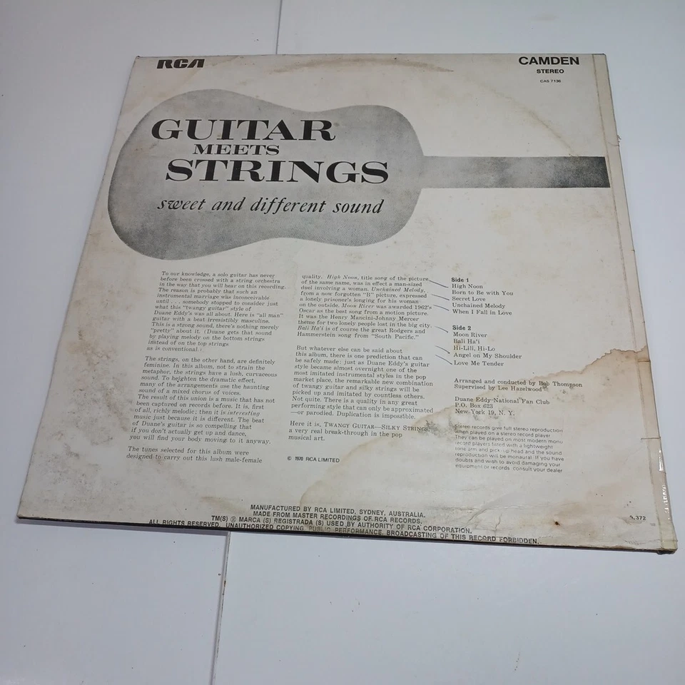 Duane Eddy - Twangy Guitar Silky Strings Rock Pop Country - Vinyl Record LP - Image 4 of 4