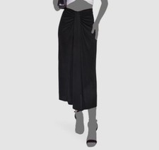 296 Cinq Sept Women's Black Vallory Gathered Drape Column Midi Skirt Size 2