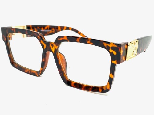 Classic Retro Hip Hop Clear Lens EYE GLASSES Large Thick Square Tortoise Frame - Picture 4 of 6