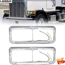 For Kenworth T400 T600 T800 W900B W900L Clear Headlight Bezel White LED Light