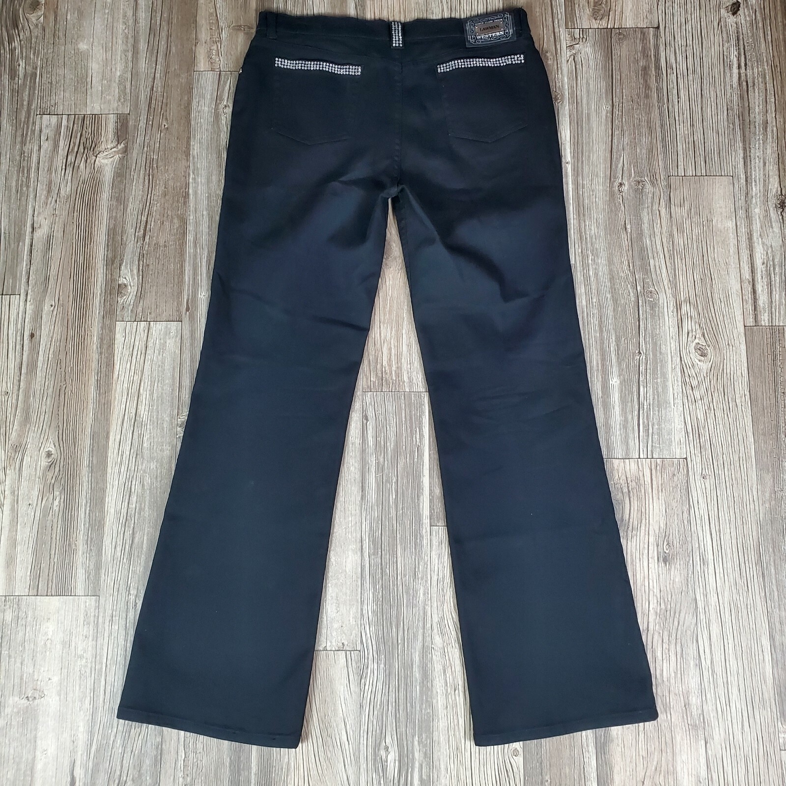 Lawman Western Denim Slim Fit Size 15 Black Jeans with Rhinestones