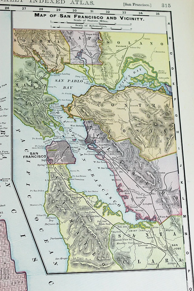 Mapa de la ciudad de San Francisco Calif Rand McNally 1901 ferrocarril RR negocios folio grande Foto 3 de 4