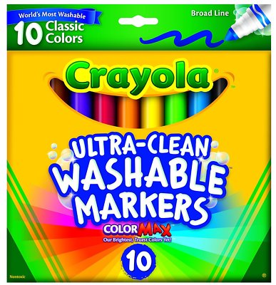 Crayola Ultra Clean Broad Line Classic Washable Markers 10 Count