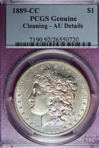 1889 CC- PCGS GENUINE CLEANING AU DETAILS MORGAN SILVER DOLLAR #B43906