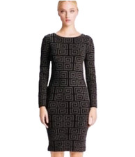 New Alice & Olivia Women's Sweater Dress Size Large Merino Wool Nadia Black Gray