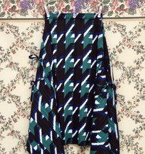 Issey Miyake Pleats Please Inspired Colorful Houndstooth Black Green Long Skirt