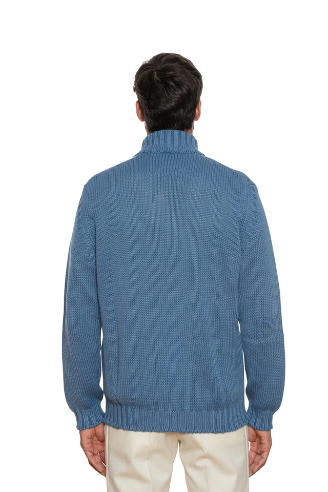 Della Ciana Cashmere Grueso Bomber Cárdigan de Ochos Algodón Grueso Teñido Azul - Imagen 2 de 4