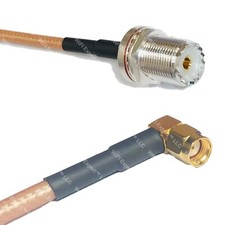 RG400 UHF Female BULKHEAD to RP-SMA MALE ANGLE RF Cable FAST-SHIP LOT