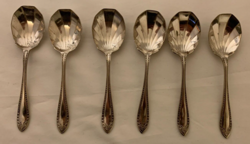 6 x William Page Silver Plate Fruit Spoons - Scroll Pattern - Picture 1 of 4
