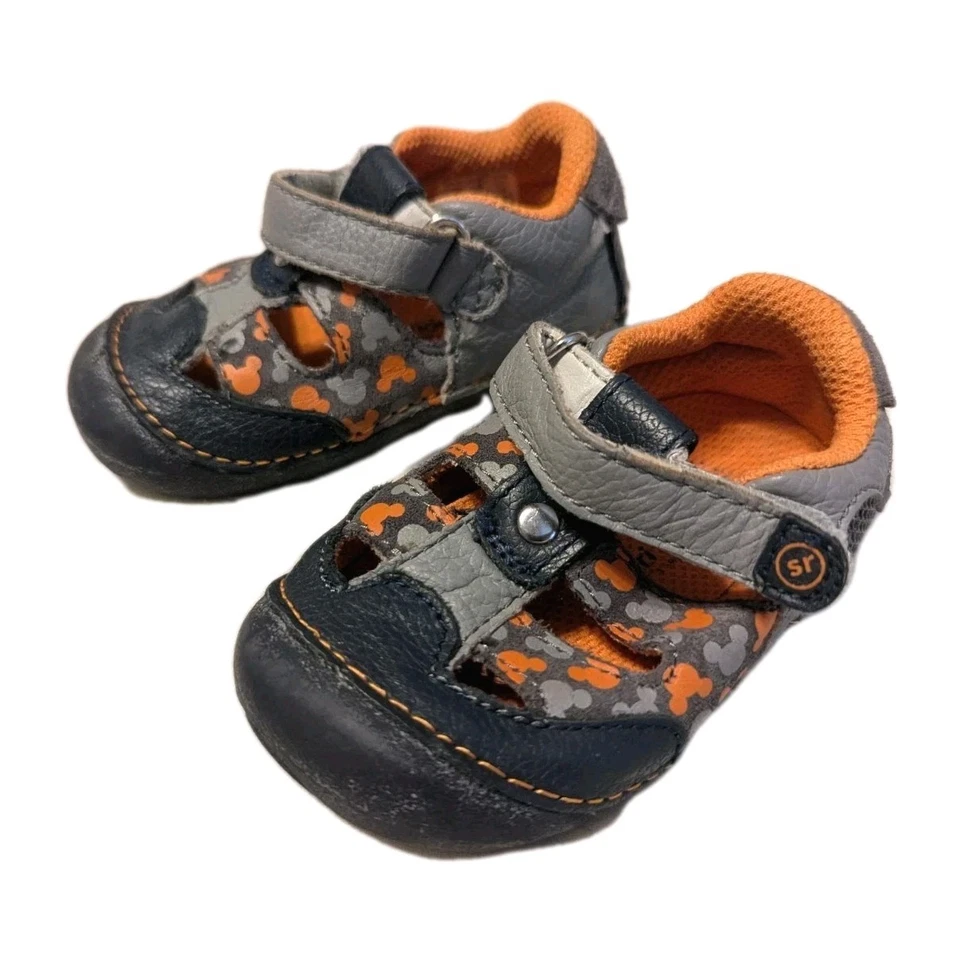 Stride Rite Disney Boys SRT Sm Mickey Mouse Ears Shoes Gray Orange Blue Size 3.5 - Image 4 of 4