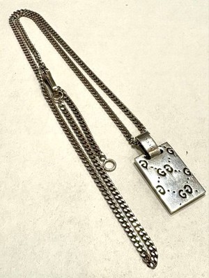 GUCCI Ghost Skull GG Logo Halskette Sterling Silber 925 Kette 50/55cm Damen