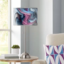 Giclee Glow 28" High Europa Shade Brushed Nickel Table Lamp