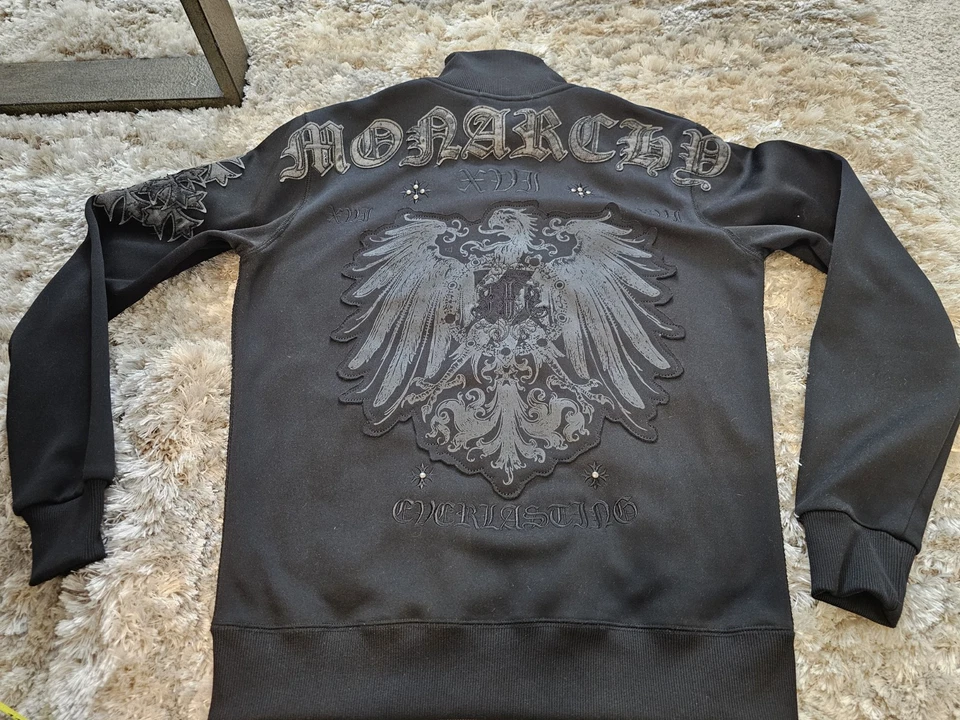 VTG Y2K Monarchy Affliction Style Zip Jacket Sweater Only The Strong Survive M - Image 2 of 4