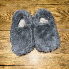 Warmies Curly Gray Furry Warm Soft Microwaveable Slippers EUC Women s 10 30