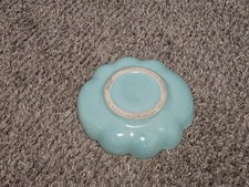 1950s scalloped rim Vintage Los Angeles Potteries light blue Dish