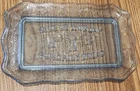 SWEET TIARA GLASS GIVE US OUR DAILY BREAD PLATE TRAY DEPRESSION GLASS BLUE COLOR