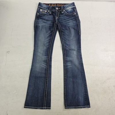 Rock Revival Jen Boot Cut Jeans Women's Size 26 Dark Wash Distressed Embroidered