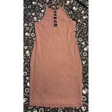 Victoria's Secret Sport Taupe Ribbed Cutour Bodycon Mini Dress, Small