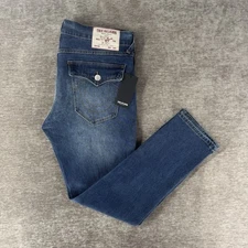 True Religion Rocco SN Flap Relaxed Skinny Jeans Men’s 36x30 Dark Shivering NWT