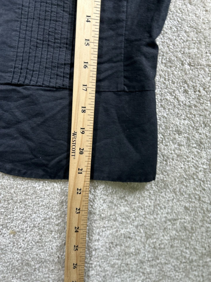 Top Geoffrey Beene para mujer 8 negro sin mangas botón delantero lino algodón Foto 3 de 4