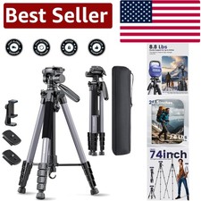 74-Inch Professional Aluminum Tripod - Lightweight and Versatile for Travelers