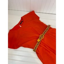 Ellen Tracy Womens Maxi Dress Red Short Sleeve Pocket Belted Short Sleeve Sze 8