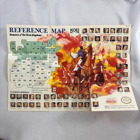 Romance of the Three Kingdoms Nintendo Video Game, Reference Map & Manual nes