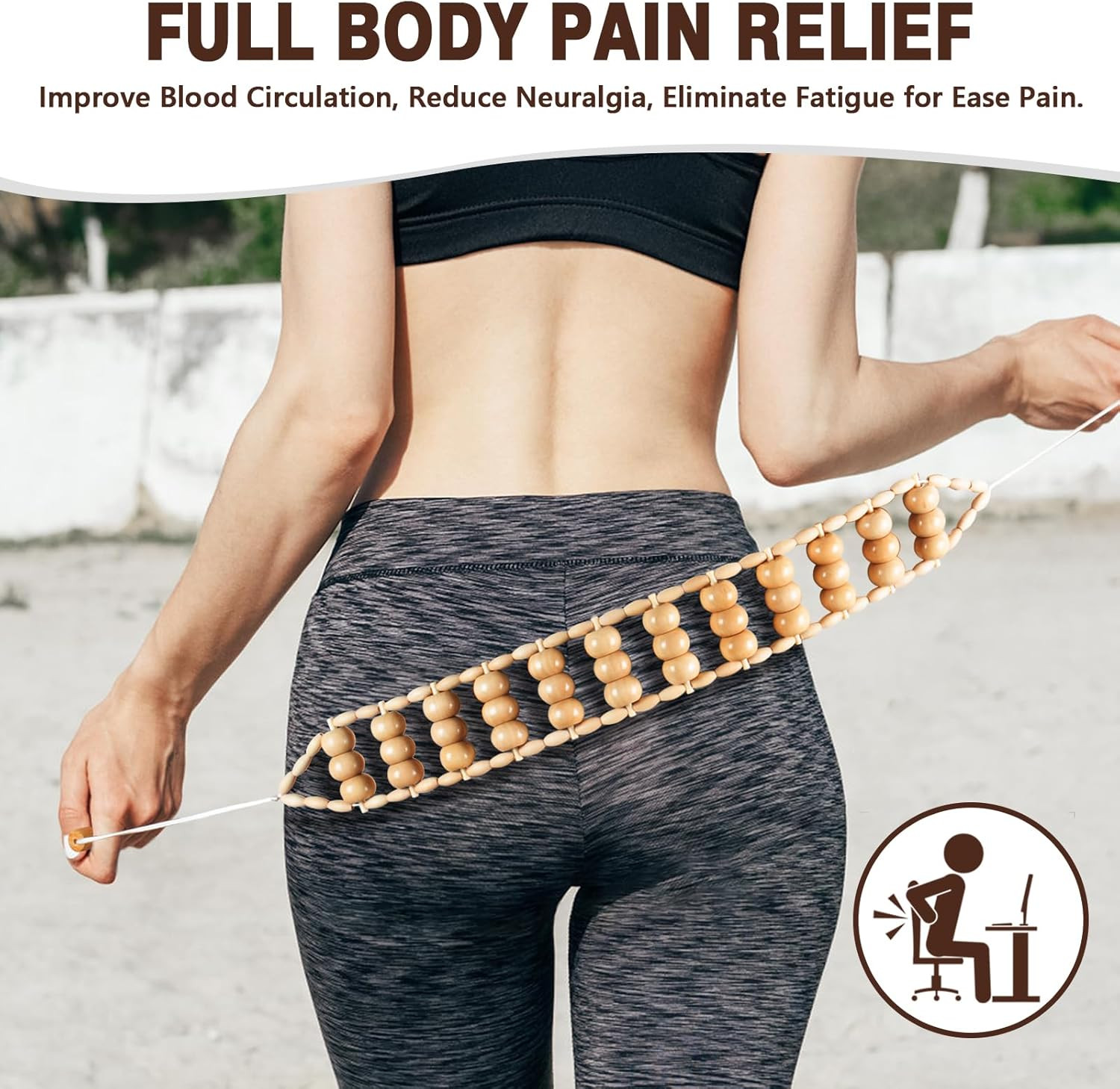 Wood Therapy Massage Tools 7-In-1, Wooden Lymphatic Drainage Massager Body Cellu