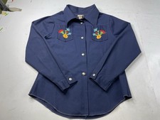 Vintage 70s Growing Girl Sears Shirt Floral Embroidered Girls 16.5 Snap Buttons