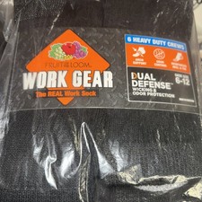FRUIT OF THE LOOM Mens Socks Crew Cushioned Work Gear 6 Pair Shoe Size 6-12
