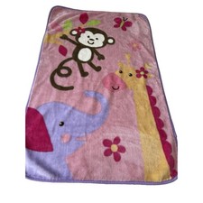 Nojo Baby Blanket Pink Monkey Giraffe Jungle Safari Plush Elephant Security Lov