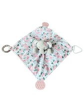 Modern Baby Lovey Security Blanket Rattle Teether Pink Elephant 11x11
