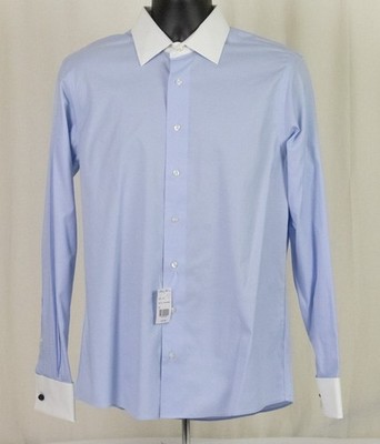 NWT Brooks Brothers Non Iron Milano Fit Blue White Collar Cuffs SHIRT 15.5 x 35