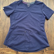   Scrubstar Ultimate Women  s Scrub Top XS navy Short Sleeves V-neck Fitted
