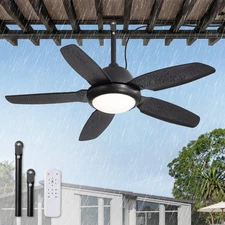 42 Inch Waterproof Outdoor Ceiling Fan with Lights and Remote,IP65 Hanging Ga...