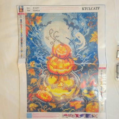 Halloween Pumpkin Ghost 5D Diamond Art Painting Crafts DIY Fall Jack O Lattern