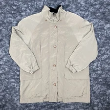 Jones New York Lined Trench Coat Womens Size XL Beige Full Zip Button Jacket