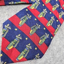 Tommy Hilfiger 100% Italian Silk GOLF Blue Red Stripes Necktie Tie USA Made